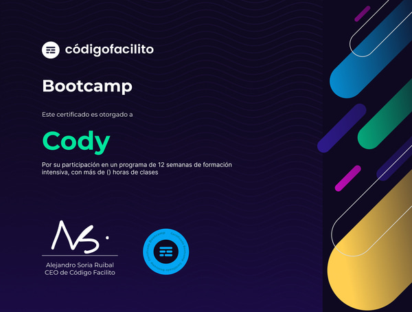 Certificado Digital del Bootcamp